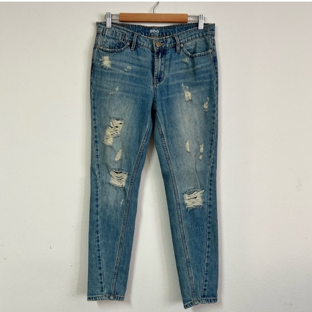 BDG Light Blue Distressed Straight Leg Jeans